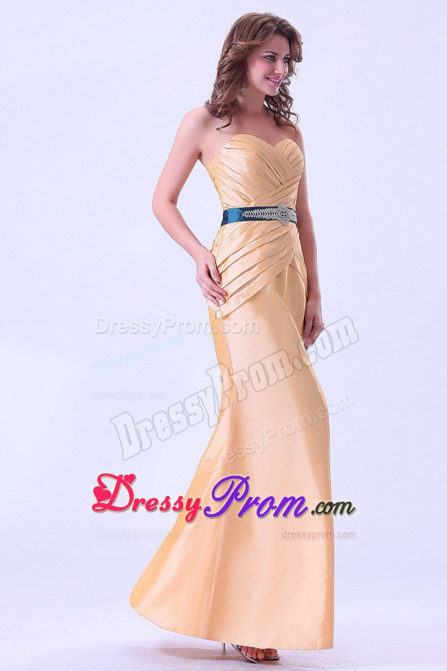 Brand New Gold Mermaid Floor-length Prom Dress with Ruche