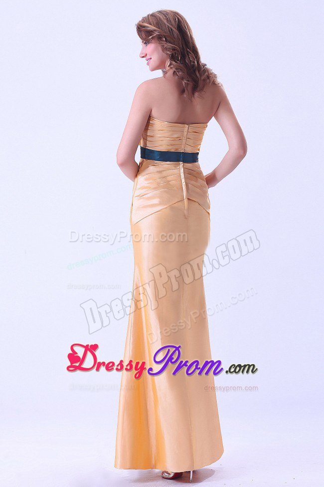 Brand New Gold Mermaid Floor-length Prom Dress with Ruche