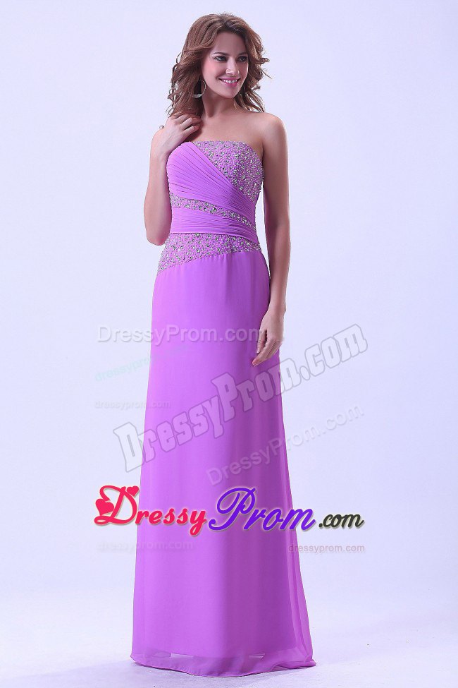 Soft and Feminine Empire Floor-length Lavender Prom Dress