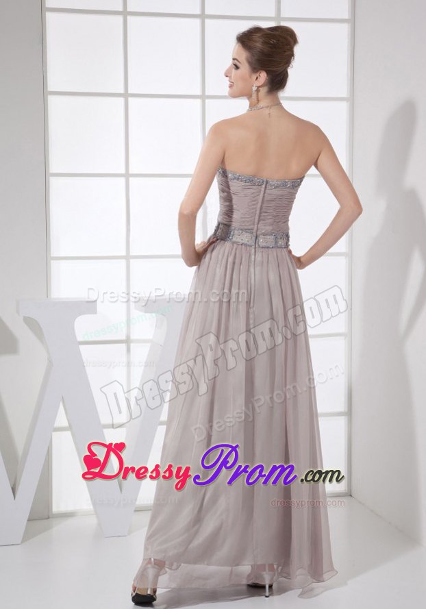 Chiffon Grey Beaded Ankle-length Prom formal Dress in Style