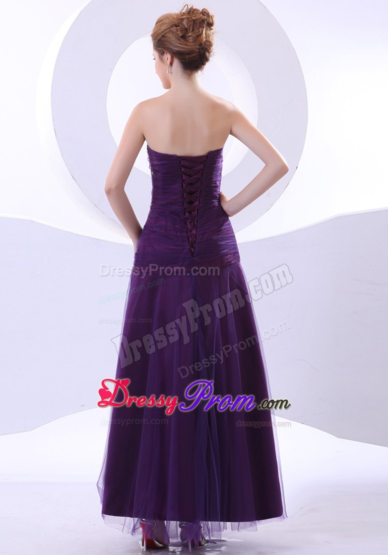 Ankle-length Column A-line Prom Dress for Girls in Purple