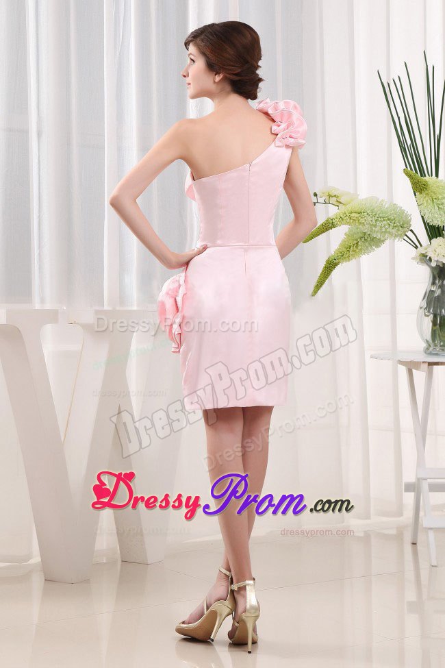 2013 Pretty Asymmetrical One Shoulder Prom Dress Hand Made Flowers
