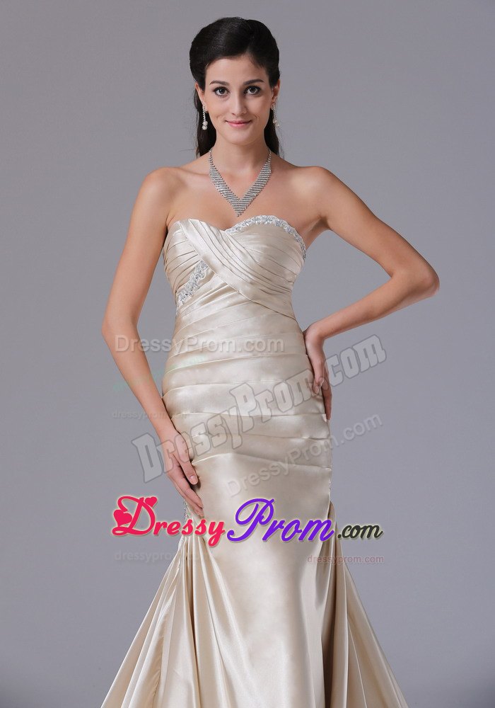 Discount Sweetheart Ruche Prom Gown Sweep Train with Lace up Back