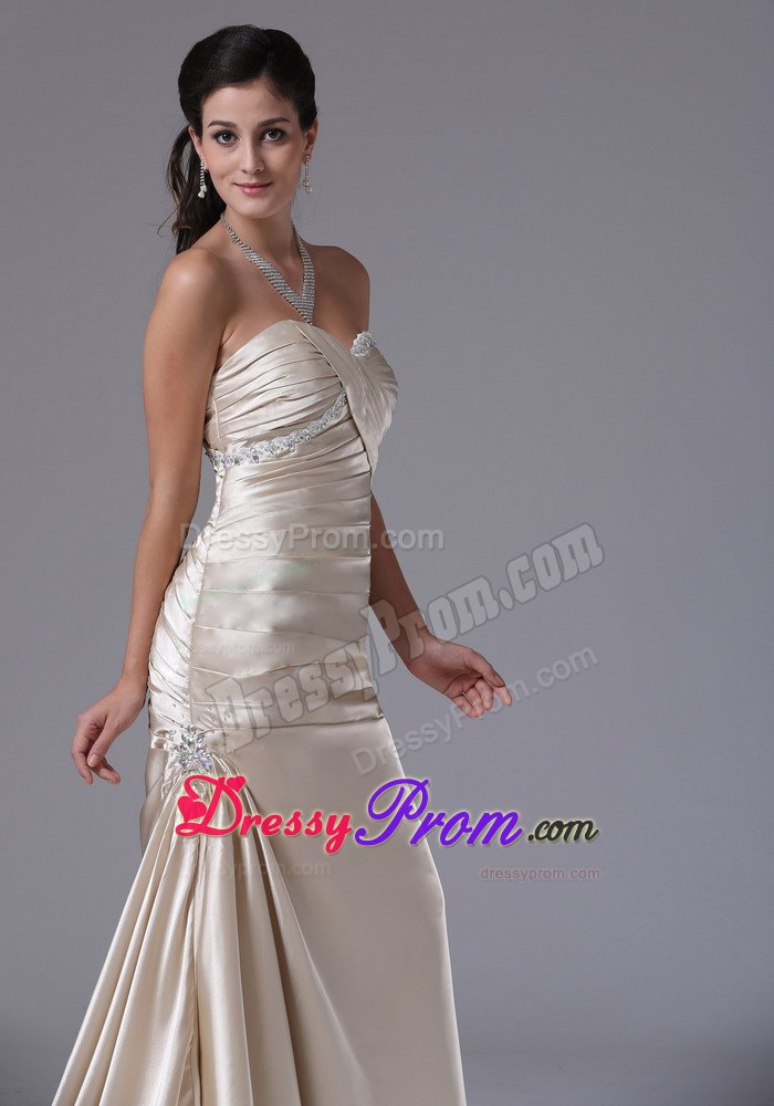 Discount Sweetheart Ruche Prom Gown Sweep Train with Lace up Back