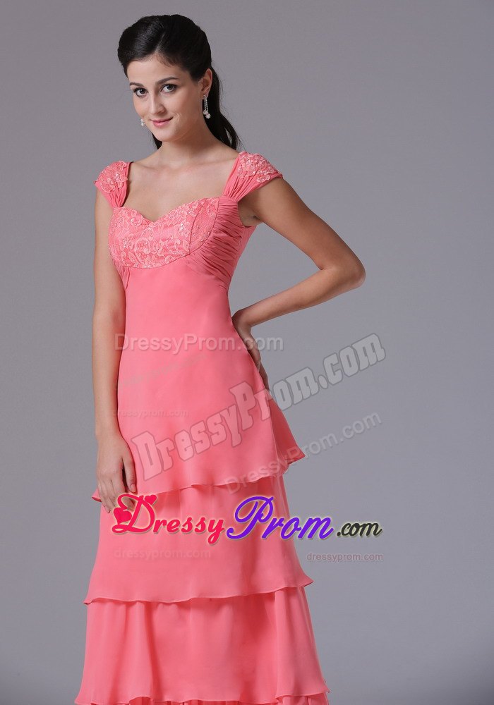 Pretty Ruffled Layers Prom Celebrity Dress Beaded Square Floor-length