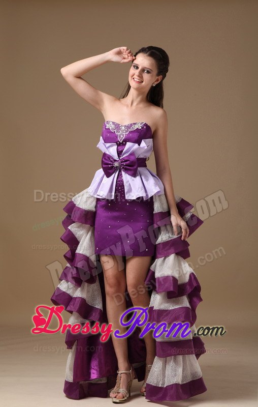 Multi-Color Sweetheart High-low Prom Dress Banded with Layers