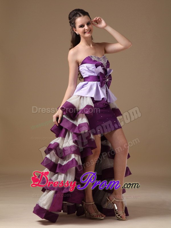 Multi-Color Sweetheart High-low Prom Dress Banded with Layers