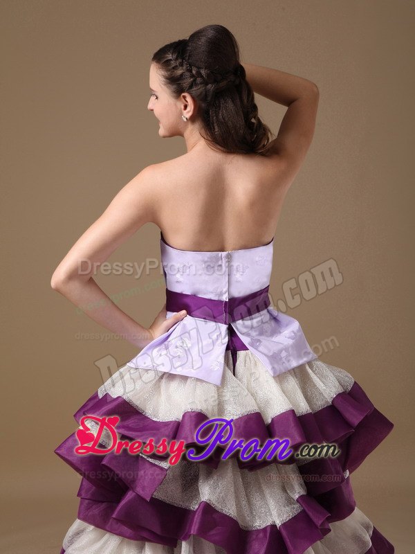 Multi-Color Sweetheart High-low Prom Dress Banded with Layers