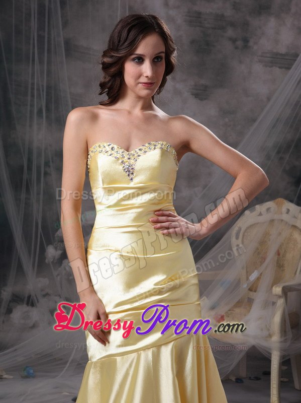 Perfect Light Yellow Mermaid Sweetheart Prom Evening Dress Taffeta