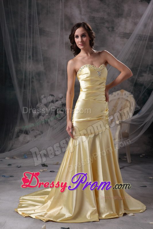 Perfect Light Yellow Mermaid Sweetheart Prom Evening Dress Taffeta