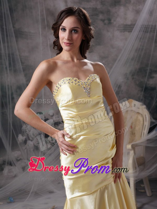 Perfect Light Yellow Mermaid Sweetheart Prom Evening Dress Taffeta