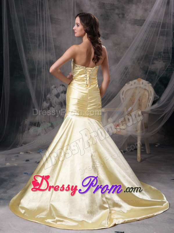 Perfect Light Yellow Mermaid Sweetheart Prom Evening Dress Taffeta