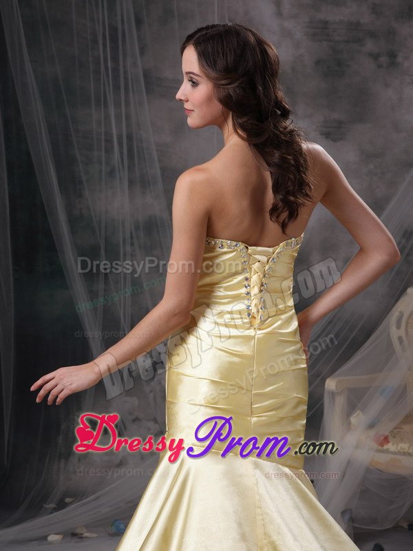 Perfect Light Yellow Mermaid Sweetheart Prom Evening Dress Taffeta