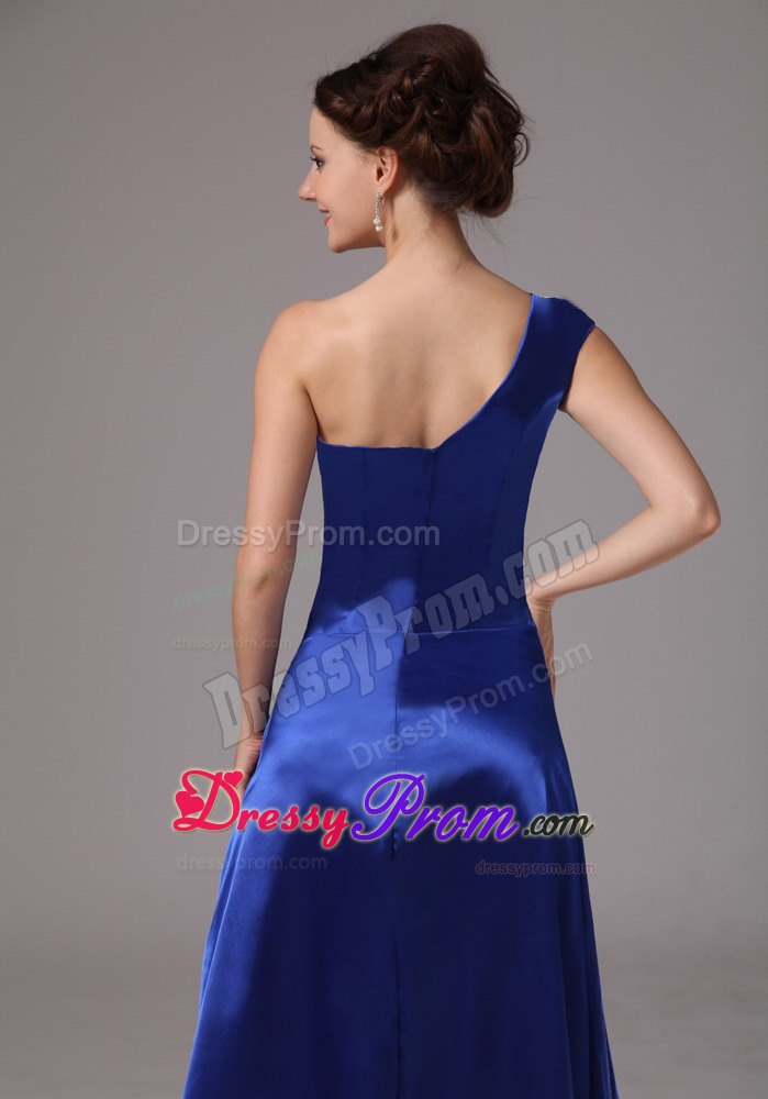 Royal Blue Beaded One Shoulder Evening Prom Dress For Custom Made