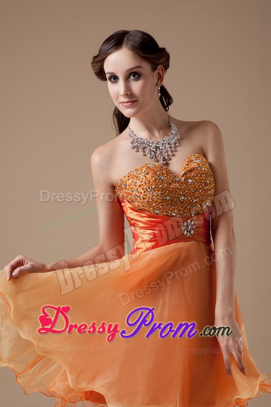 Cheap Orange Red A-line Sweetheart Prom Dress Mini-length