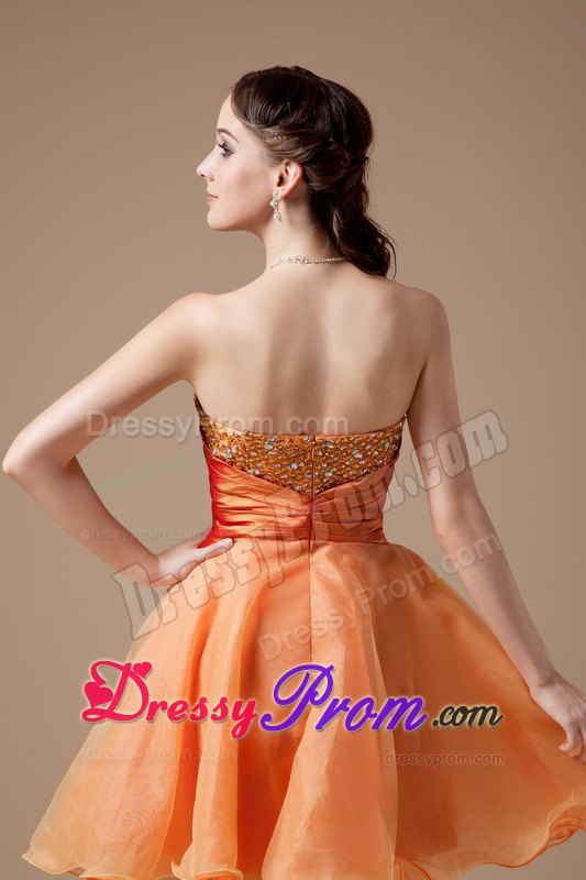 Cheap Orange Red A-line Sweetheart Prom Dress Mini-length