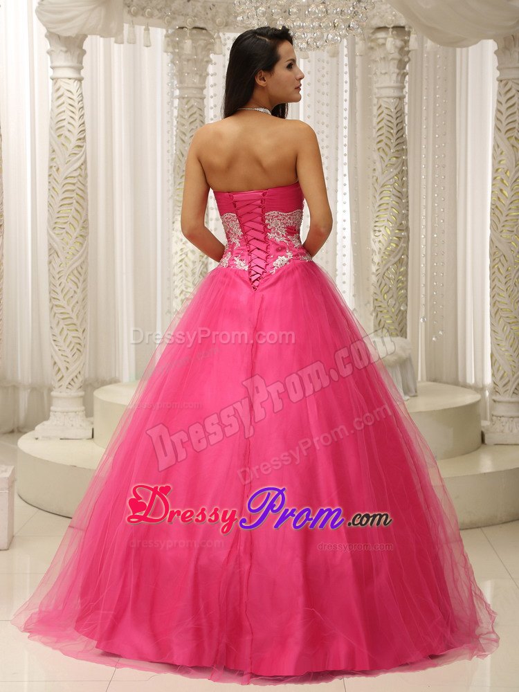 A-line Sweetheart Hot Pink Prom Celebrity Dress with Appliques