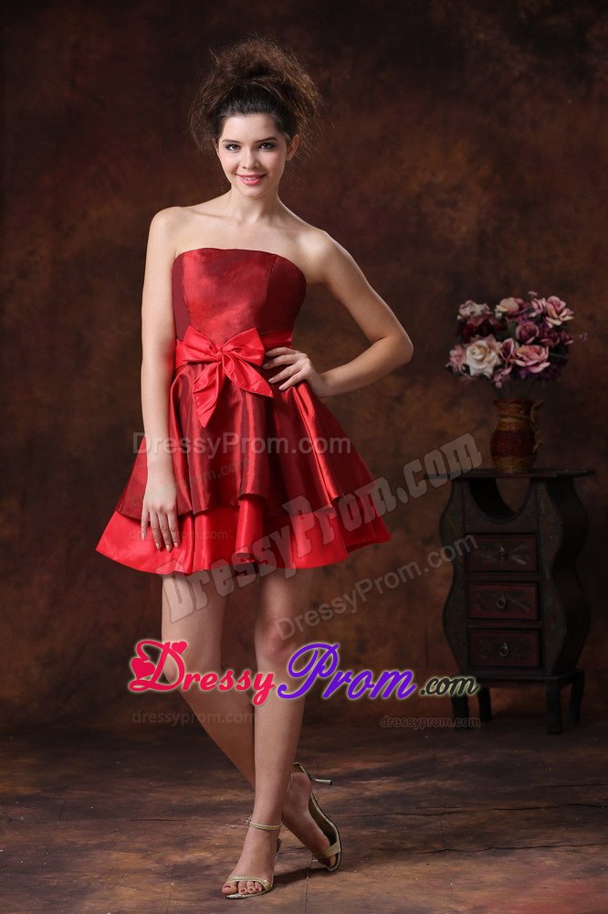 Wine Red Taffeta Prom Theme Dresses with Bowknot in Los Gatos CA