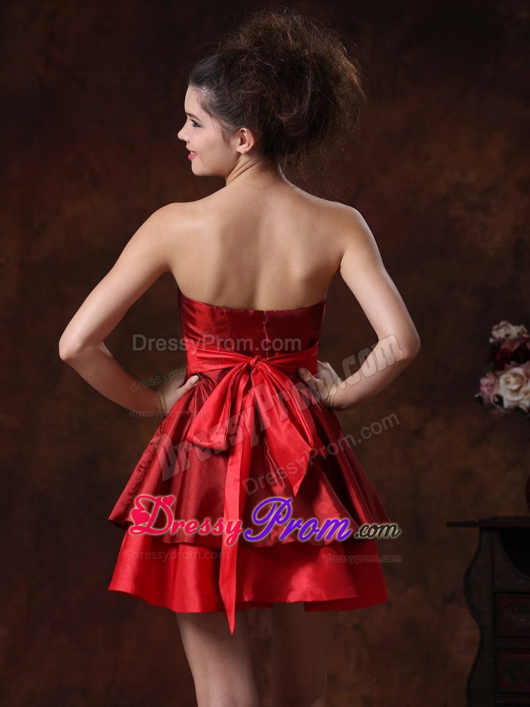 Wine Red Taffeta Prom Theme Dresses with Bowknot in Los Gatos CA