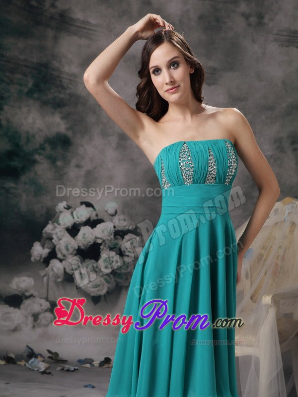 Turquoise Knee Length Prom Theme Dresses with Beading and Ruches