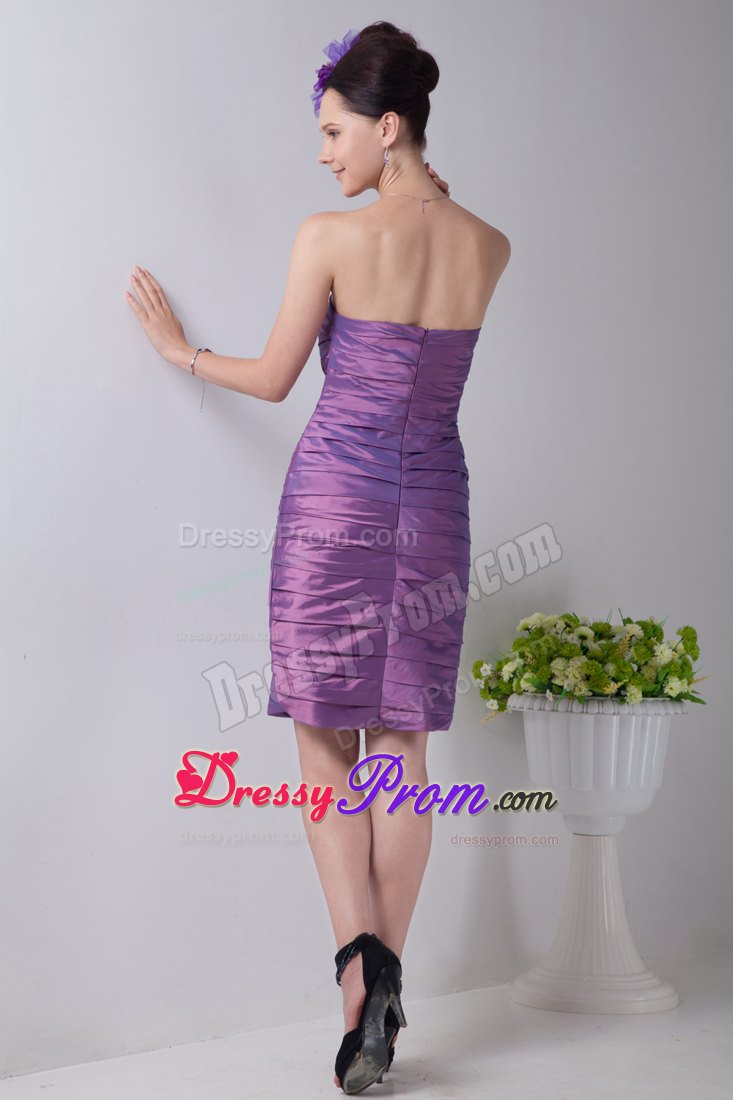 Long Beach CA Purple Column Knee Length Ruched Prom Theme Dress