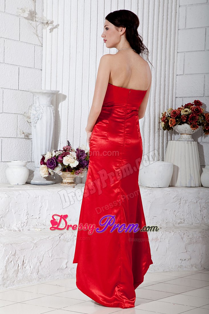 Red V-neck High-low Beading Prom Theme Dresses in Lancaster CA