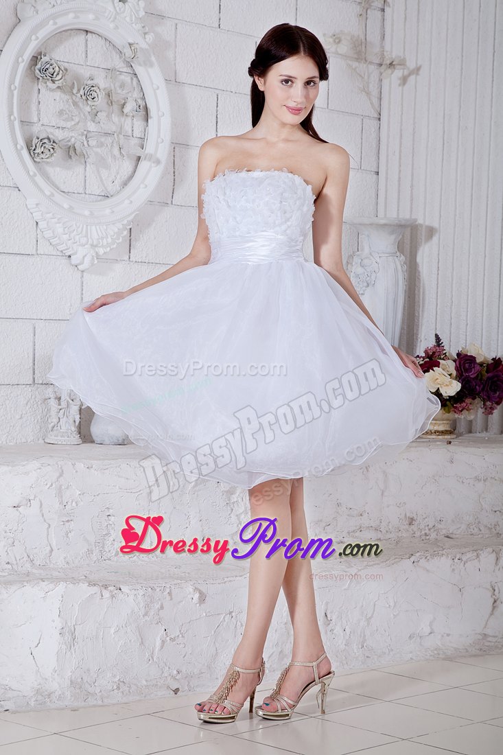 White Organza Prom Theme Dresses with Appliques in Livermore CA