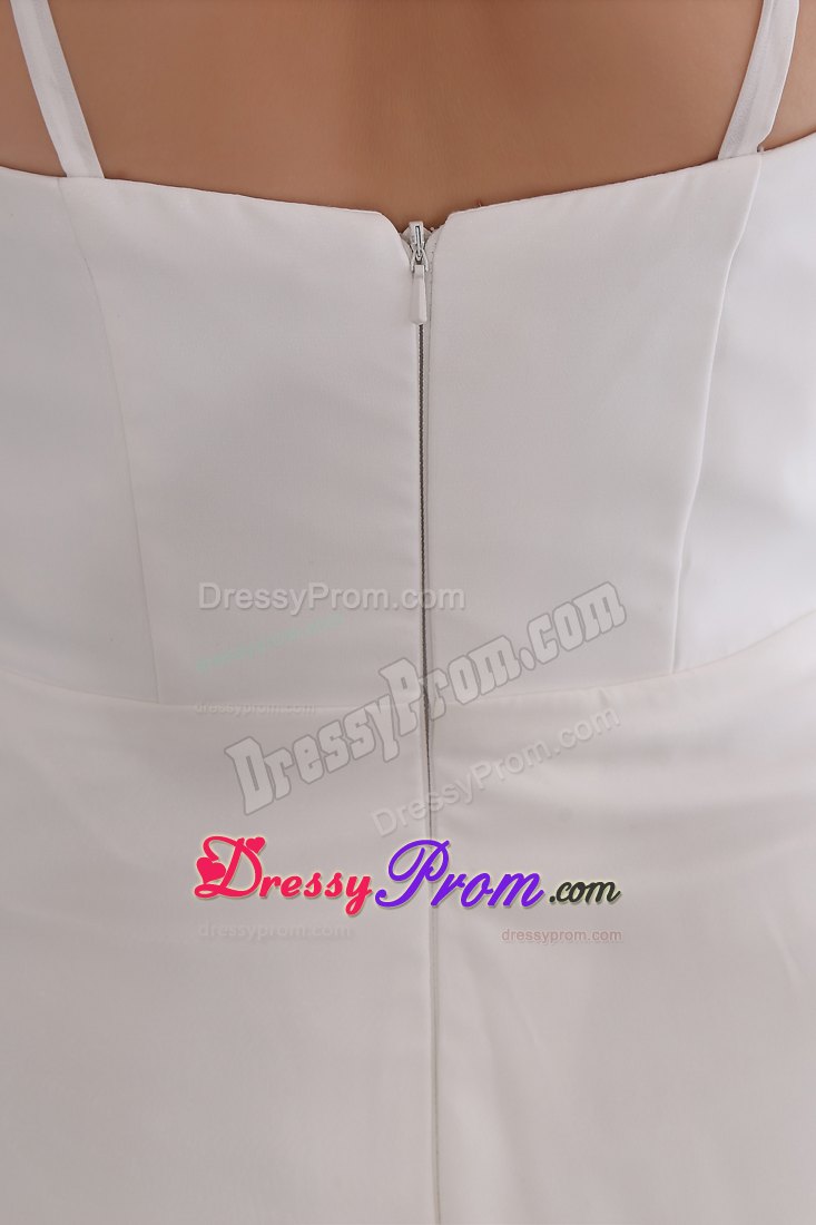 Beaded White A-line Prom Theme Dress with Spaghetti Straps 2014