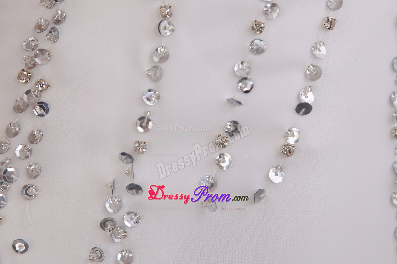 Beaded White A-line Prom Theme Dress with Spaghetti Straps 2014