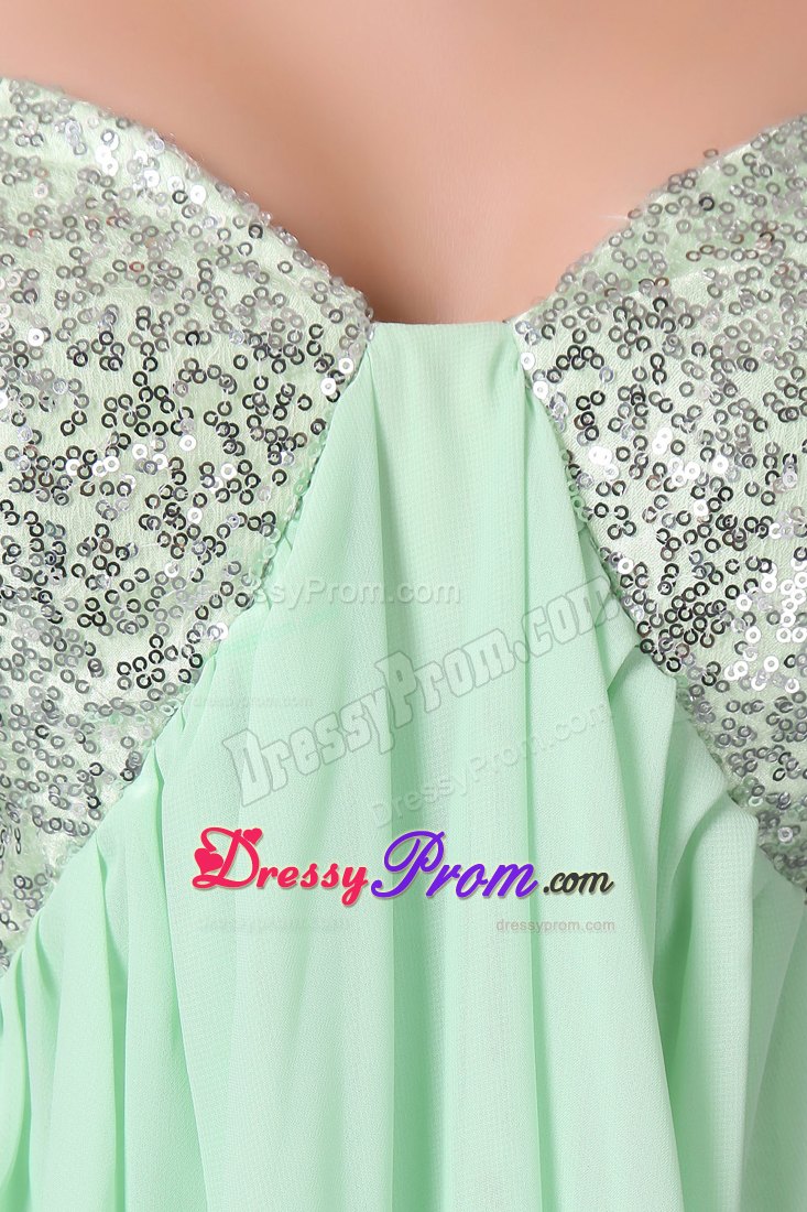 Sequins Accent Sweetheart Mini Prom Theme Dress in Apple Green