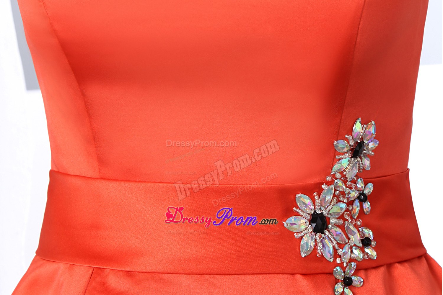 Orange Red Bateau Mini Length Prom Theme Dresses with Beading