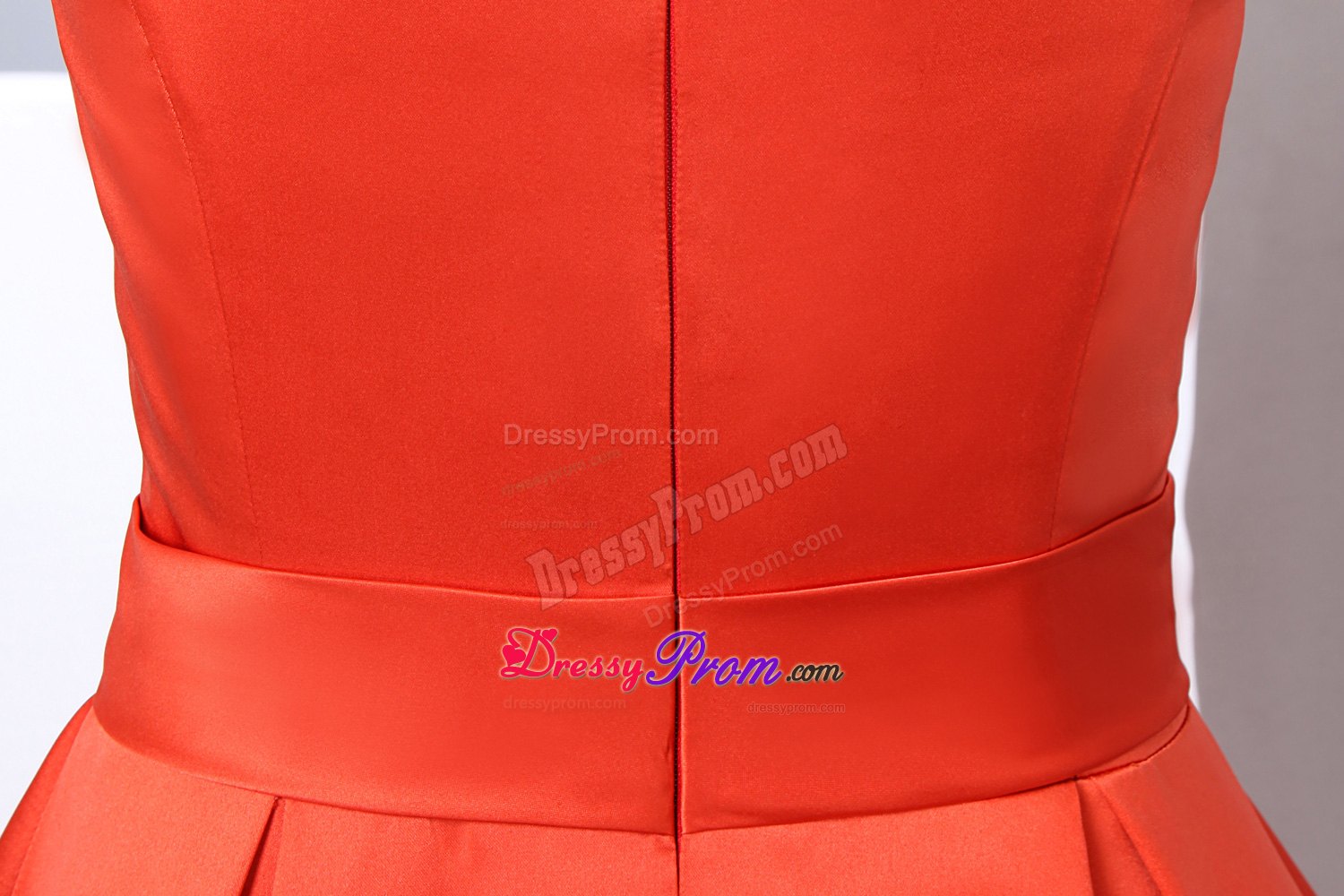 Orange Red Bateau Mini Length Prom Theme Dresses with Beading