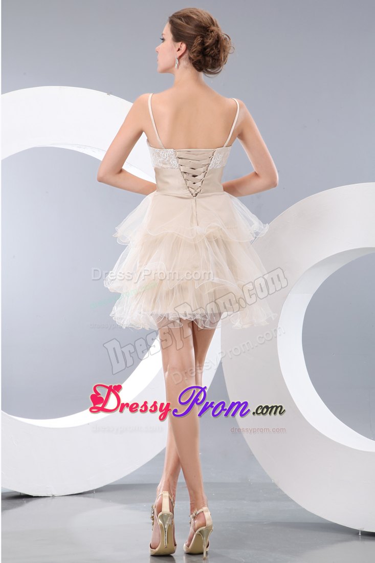 Cute Spaghetti Straps Short Prom Cocktail Dres with Bowknot