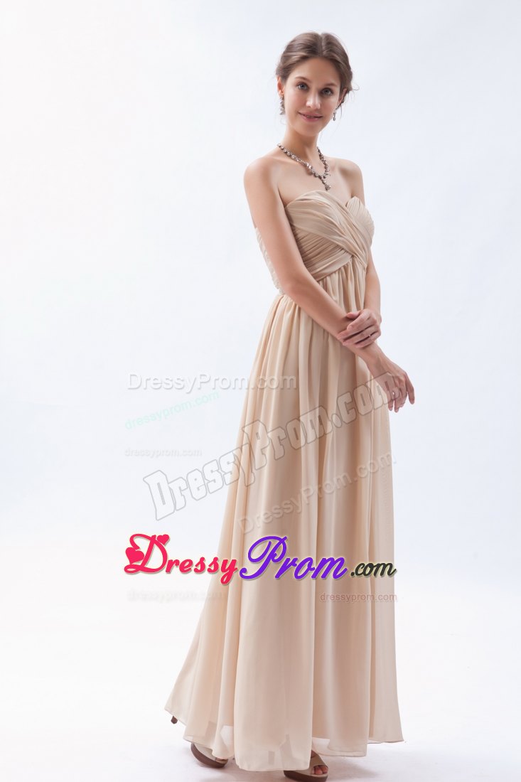 Discount 2014 Ruched Champagne Prom Dress on Sale