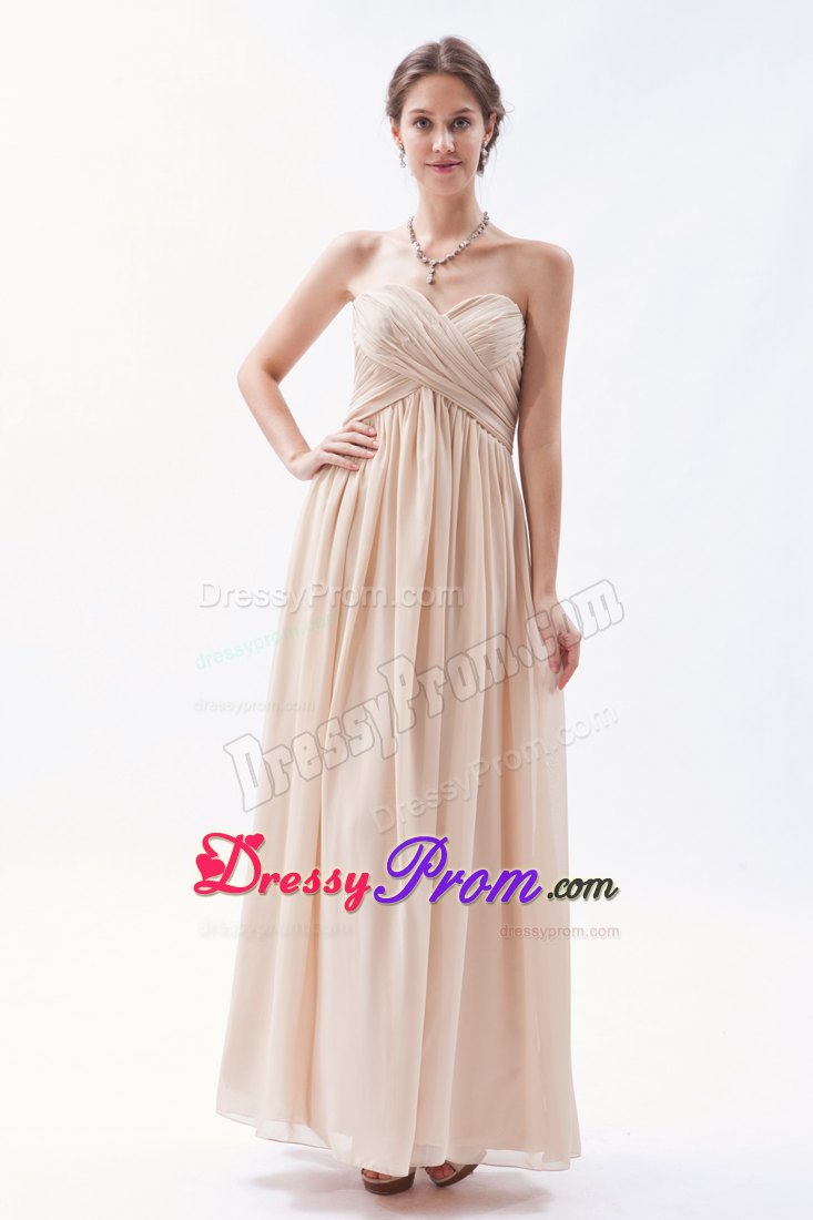 Discount 2014 Ruched Champagne Prom Dress on Sale