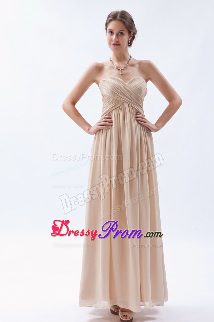 Discount 2014 Ruched Champagne Prom Dress on Sale