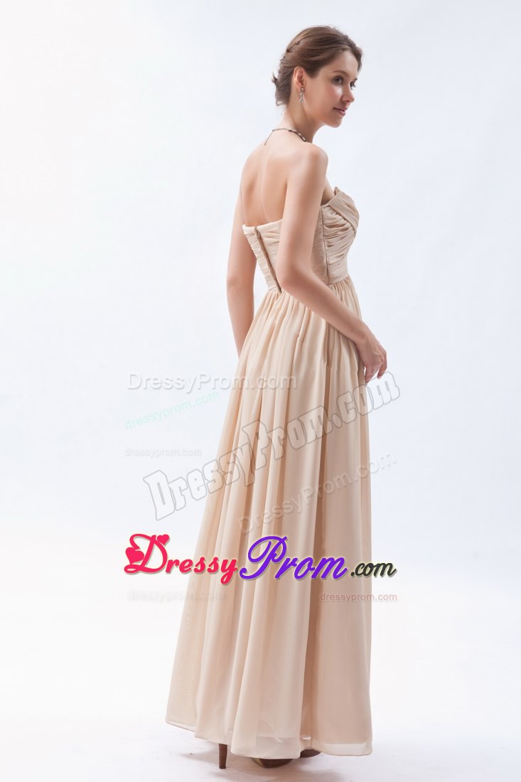 Discount 2014 Ruched Champagne Prom Dress on Sale