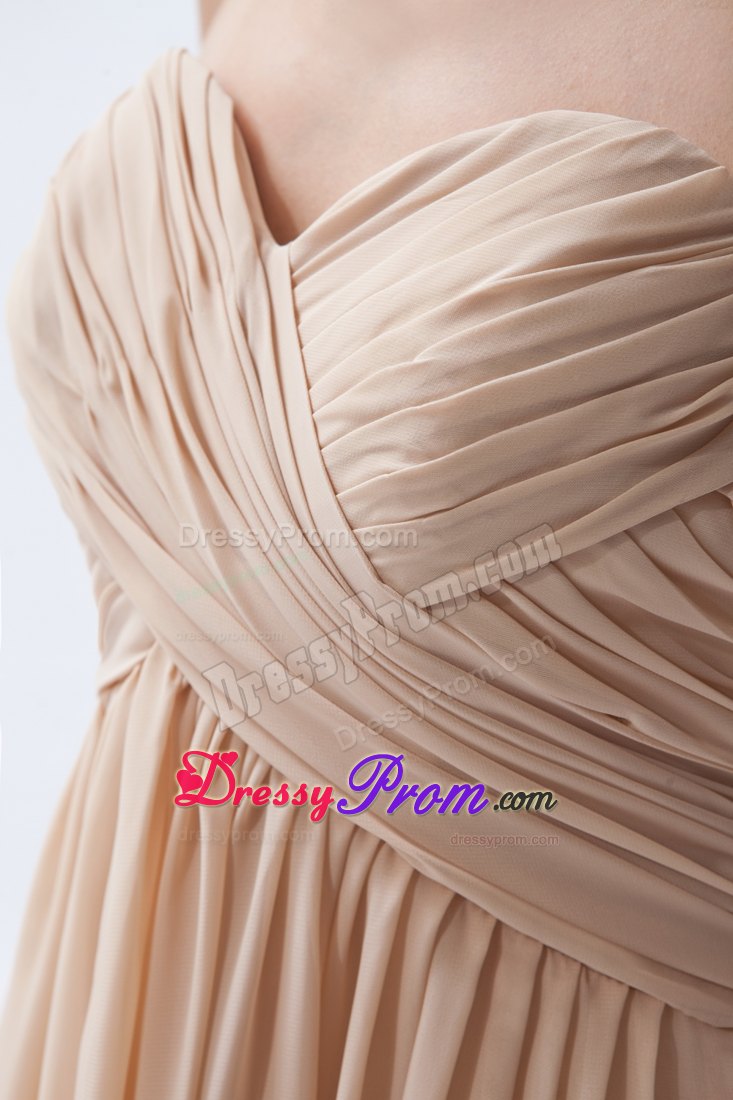 Discount 2014 Ruched Champagne Prom Dress on Sale