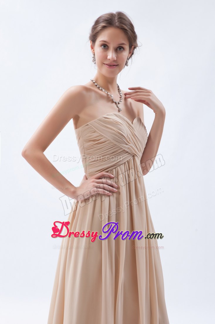 Discount 2014 Ruched Champagne Prom Dress on Sale