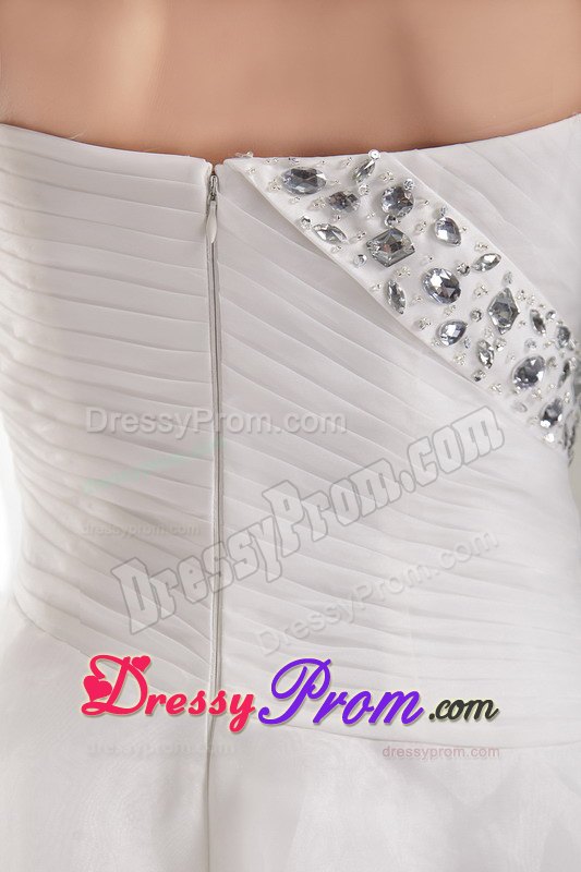 Beading and Ruffled Layers Accent White Organza Prom Theme Dress
