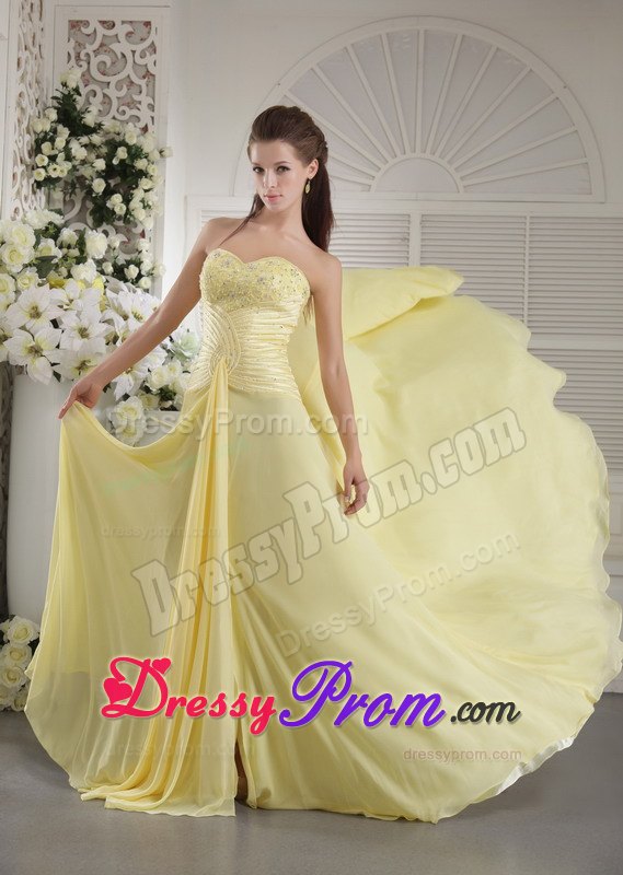 Unique Yellow Sweetheart Beaded 2013 Prom Dress for Cheap