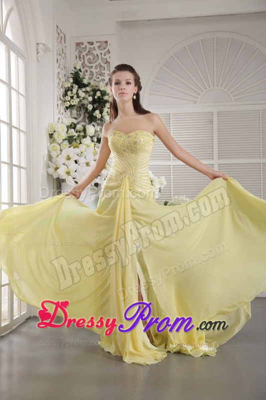 Unique Yellow Sweetheart Beaded 2013 Prom Dress for Cheap