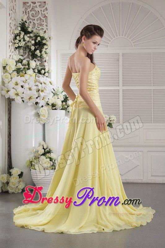 Unique Yellow Sweetheart Beaded 2013 Prom Dress for Cheap