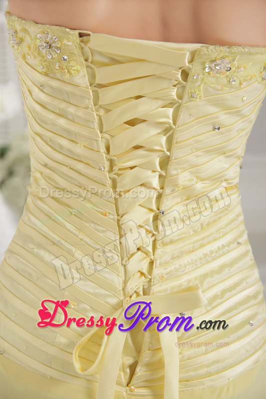 Unique Yellow Sweetheart Beaded 2013 Prom Dress for Cheap