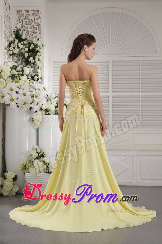 Unique Yellow Sweetheart Beaded 2013 Prom Dress for Cheap
