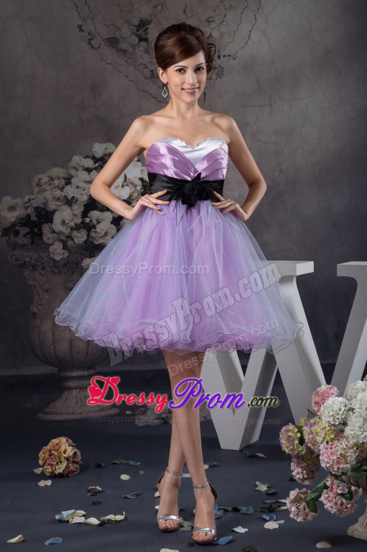 Mini-length Sweetheart Prom Dress with Black Belt for 2013
