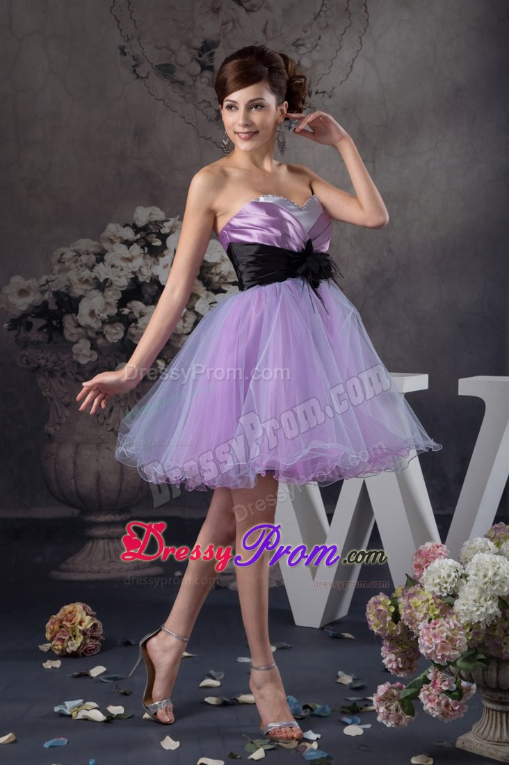 Mini-length Sweetheart Prom Dress with Black Belt for 2013