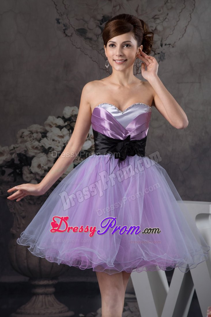 Mini-length Sweetheart Prom Dress with Black Belt for 2013