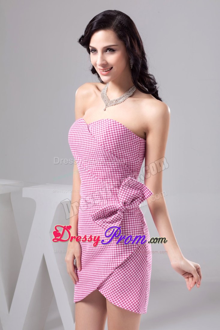 Laguna Hills CA Rose Pink Prom Cocktail Dress with Bow and Ruches