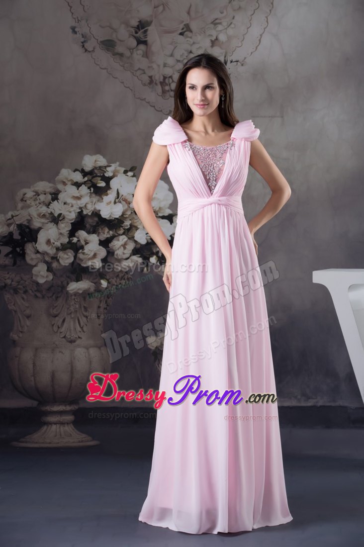 Pink Prom Celebrity Dress with Beading and Ruching Accent